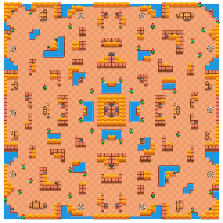 Scorched Stone is a Solo Showdown Brawl Stars map. Check out Scorched Stone's map picture for Solo Showdown and the best and recommended brawlers in Brawl Stars.