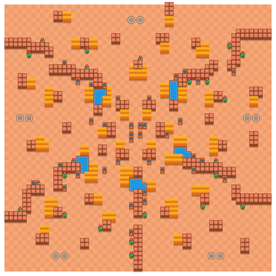 Double Trouble is a Duo Showdown Brawl Stars map. Check out Double Trouble's map picture for Duo Showdown and the best and recommended brawlers in Brawl Stars.