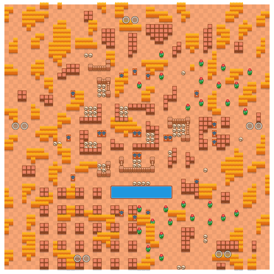 Skull Creek is a Duo Showdown Brawl Stars map. Check out Skull Creek's map picture for Duo Showdown and the best and recommended brawlers in Brawl Stars.