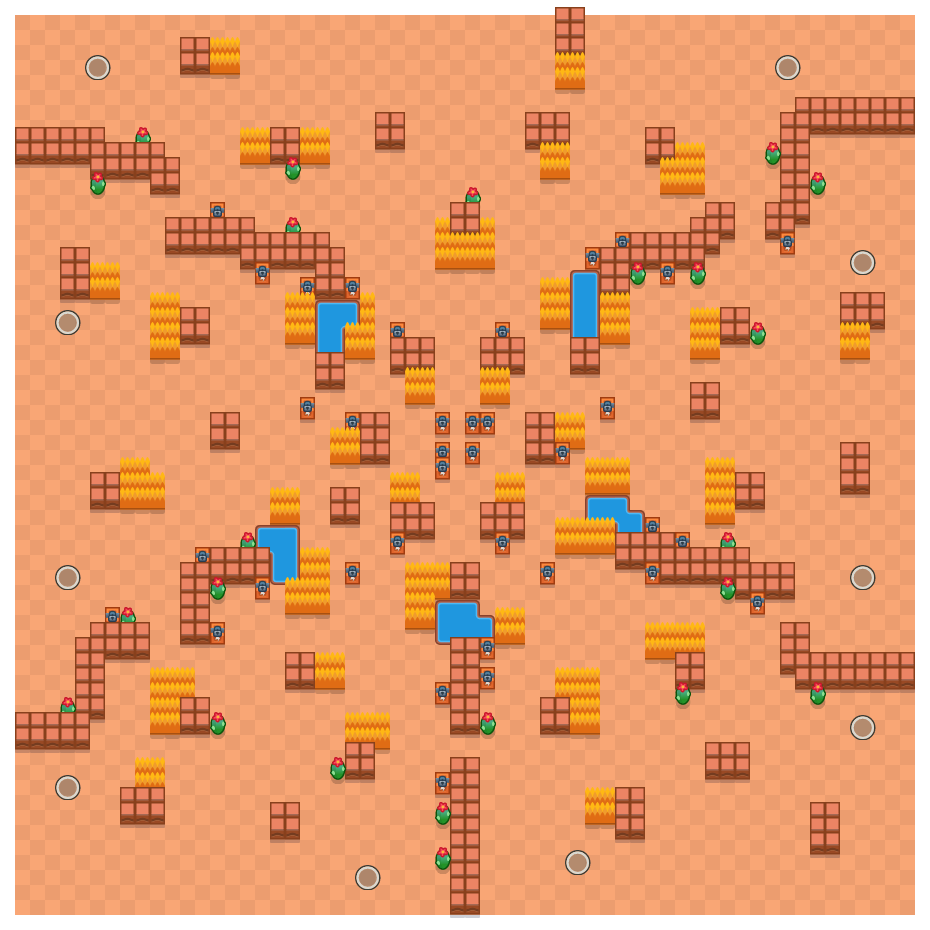 Double Trouble is a Solo Showdown Brawl Stars map. Check out Double Trouble's map picture for Solo Showdown and the best and recommended brawlers in Brawl Stars.