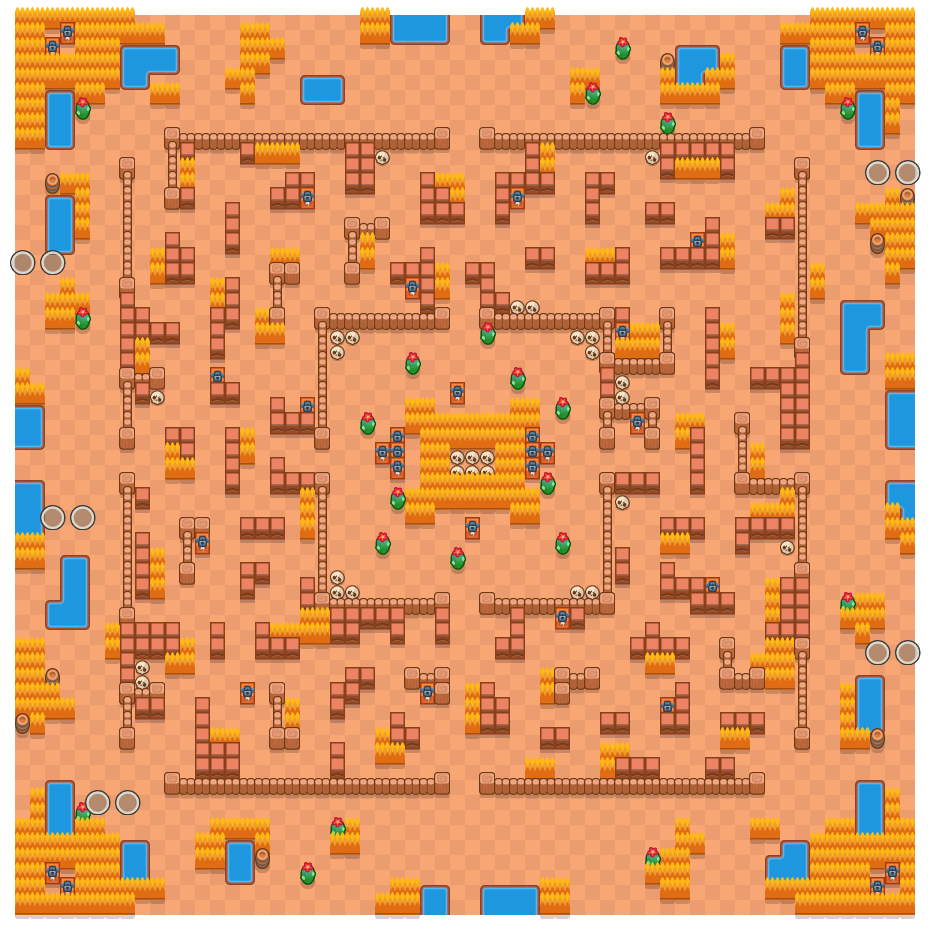 Hot Maze is a Duo Showdown Brawl Stars map. Check out Hot Maze's map picture for Duo Showdown and the best and recommended brawlers in Brawl Stars.