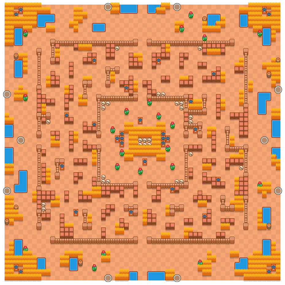 Hot Maze is a Solo Showdown Brawl Stars map. Check out Hot Maze's map picture for Solo Showdown and the best and recommended brawlers in Brawl Stars.