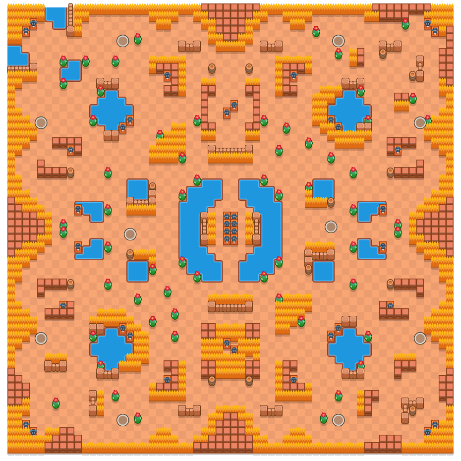 Thousand Lakes is a Solo Showdown Brawl Stars map. Check out Thousand Lakes's map picture for Solo Showdown and the best and recommended brawlers in Brawl Stars.