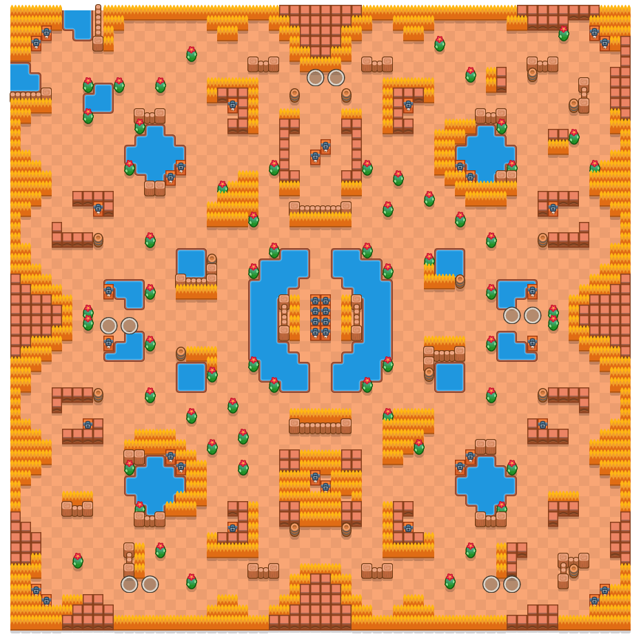 Thousand Lakes is a Duo Showdown Brawl Stars map. Check out Thousand Lakes's map picture for Duo Showdown and the best and recommended brawlers in Brawl Stars.