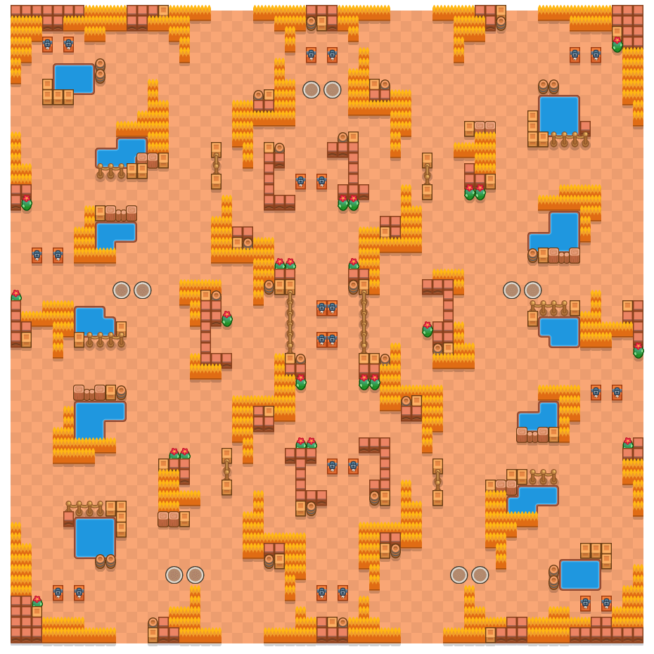 Desfiladero herboso is a Supervivencia (dúo) Brawl Stars map. Check out Desfiladero herboso's map picture for Supervivencia (dúo) and the best and recommended brawlers in Brawl Stars.