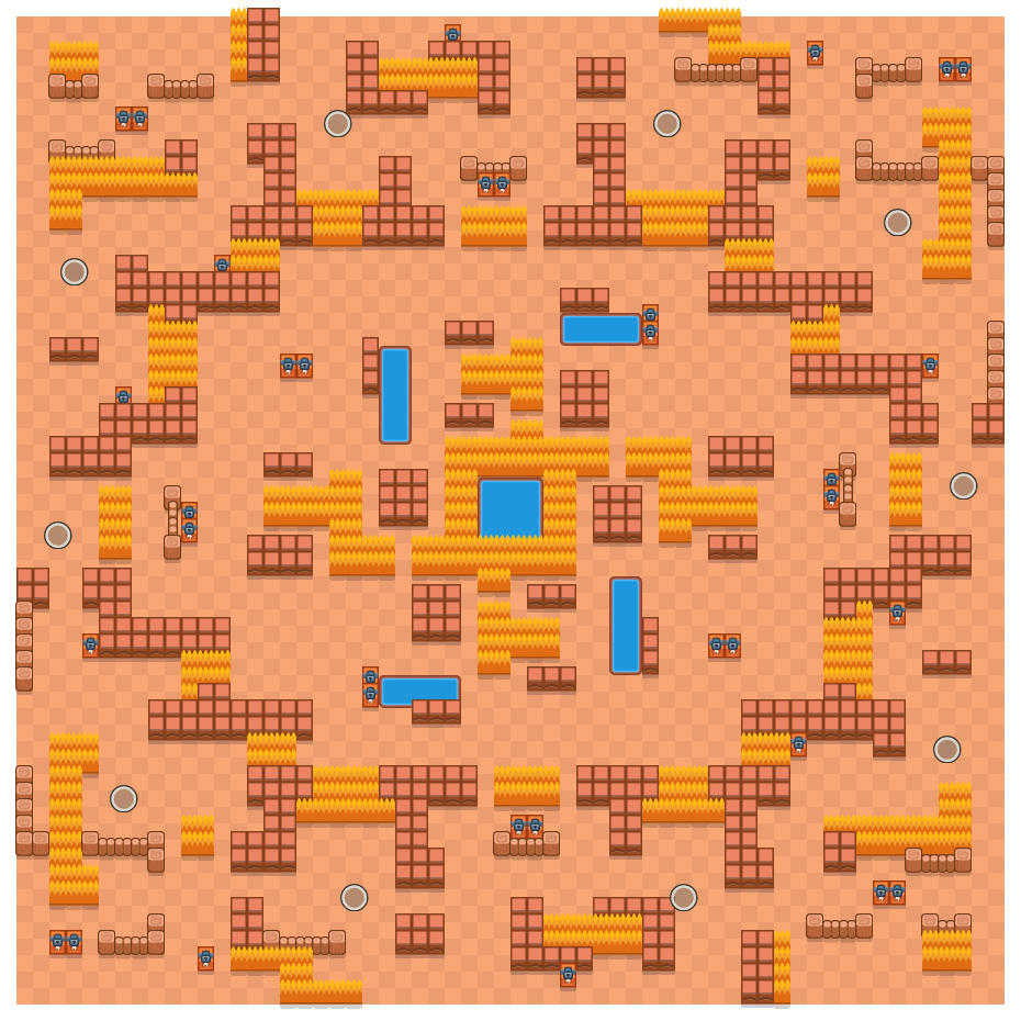 Risky Cliffs is a Solo Showdown Brawl Stars map. Check out Risky Cliffs's map picture for Solo Showdown and the best and recommended brawlers in Brawl Stars.