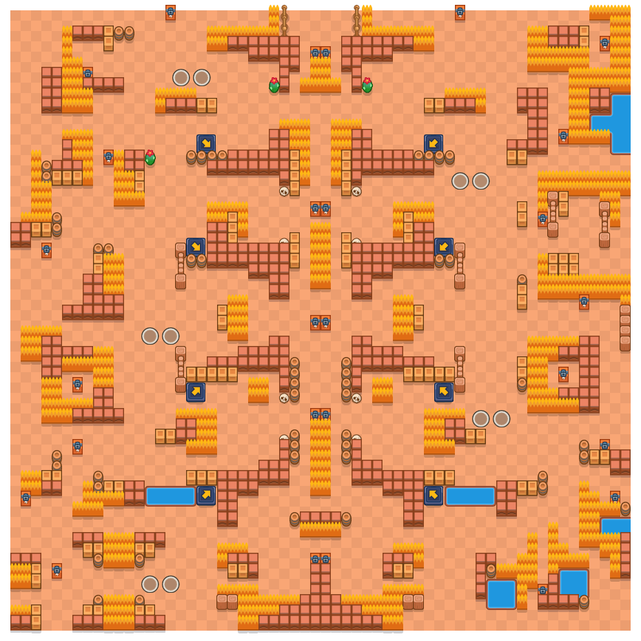 Ignición is a Supervivencia (dúo) Brawl Stars map. Check out Ignición's map picture for Supervivencia (dúo) and the best and recommended brawlers in Brawl Stars.