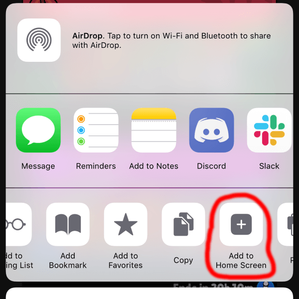 Click on 'Add to Home Screen' button